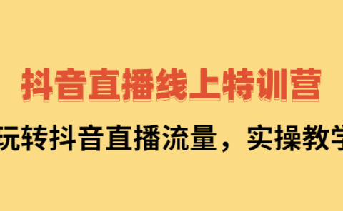 抖音直播线上特训营：玩转抖音直播流量，实操教学