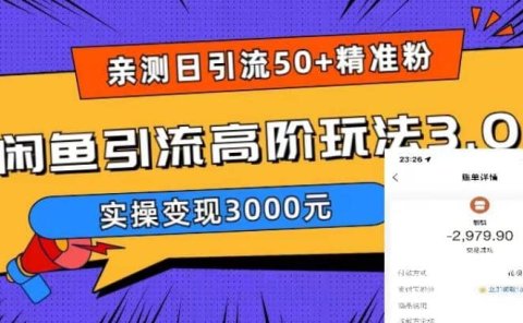 实测日引50+精准粉,闲鱼引流高阶玩法3.0,实操变现3000元
