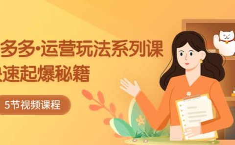 2023拼多多-运营玩法系列课:快速起爆秘籍(5节视频课)