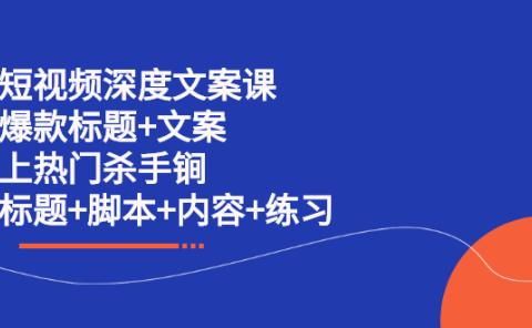 短视频深度文案课 爆款标题+文案 上热门杀手锏(标题+脚本+内容+练习)