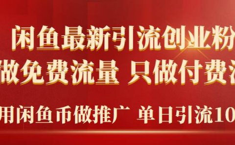 2024年闲鱼币推广引流创业粉,不做免费流量,只做付费流量,单日引流100+