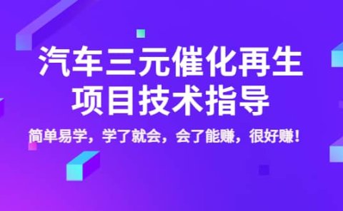 汽车三元催化再生项目技术指导,简单易学,学了就会,会了能赚,很好赚!