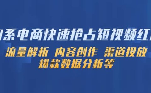 淘系电商快速抢占短视频红利:流量解析 内容创作 渠道投放 爆款数据分析等