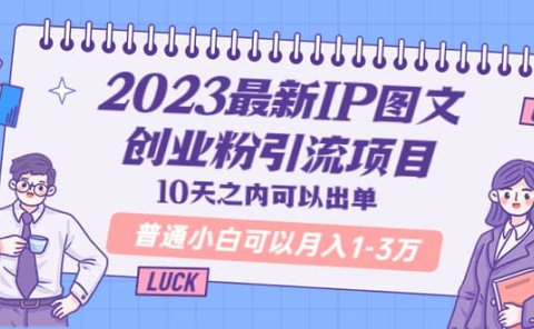 2023最新IP图文创业粉引流项目，10天之内可以出单 普通小白可以月入1-3万