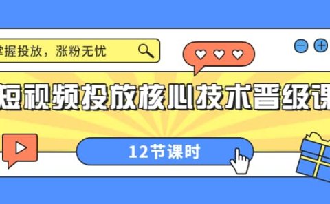 短视频投放核心技术晋级课：掌握投放，涨粉无忧（12节课时）