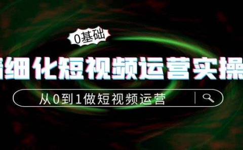 精细化短视频运营实操课,从0到1做短视频运营:算法篇+定位篇+内容篇