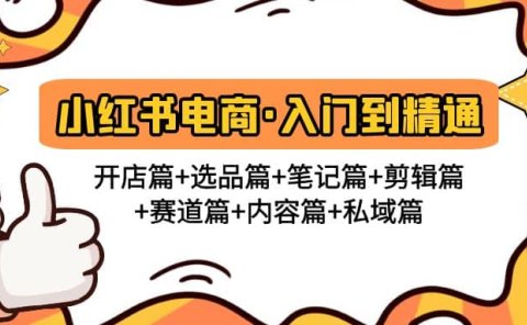小红书电商入门到精通 开店篇+选品篇+笔记篇+剪辑篇+赛道篇+内容篇+私域篇