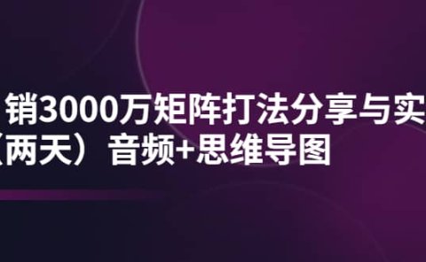 某线下培训：月销3000万矩阵打法分享与实操（两天）音频+思维导图