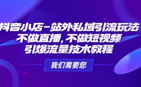 抖音小店-站外私域引流玩法:不做直播,不做短视频,引爆流量技术教程