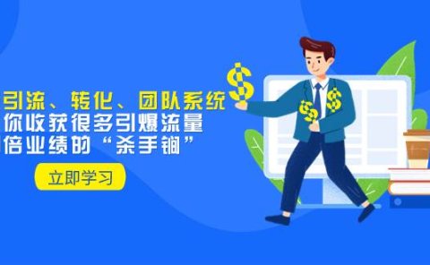 教你打造引流、转化、团队系统,让你收获很多引爆流量、翻倍业绩的“杀手锏”