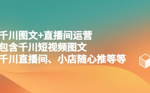 千川图文+直播间运营，包含千川短视频图文、千川直播间、小店随心推等等