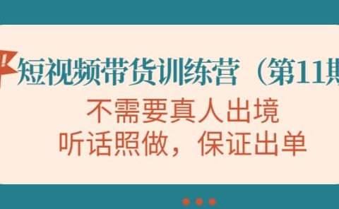 短视频带货训练营(第11期),不需要真人出境,听话照做,保证出单