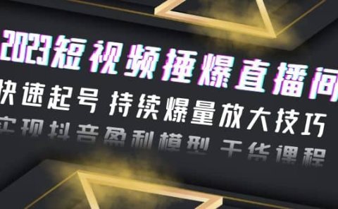 2023短视频捶爆直播间：快速起号 持续爆量放大技巧 实现抖音盈利模型 干货