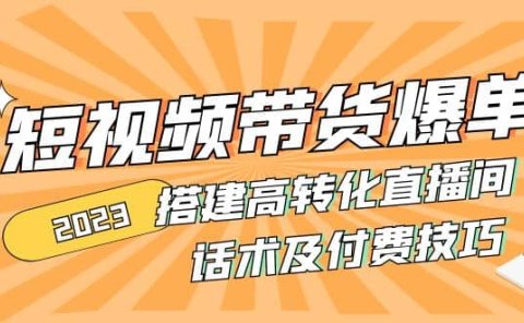2023短视频带货爆单 搭建高转化直播间 话术及付费技巧(无水印)