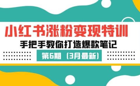 小红书涨粉变现特训·第6期，手把手教你打造爆款笔记（3月新课）