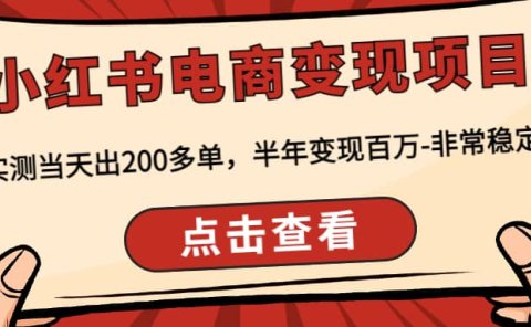 小红书电商变现项目：实测当天出200多单