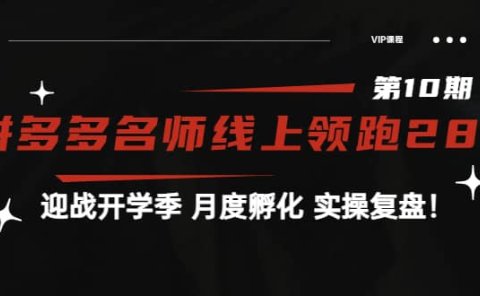 《拼多多名师线上领跑28天-第10期》迎战开学季 月度孵化 实操复盘!
