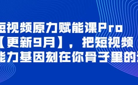 短视频原力赋能课Pro【更新9月】,把短视频能力基因刻在你骨子里的课
