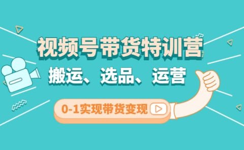 视频号带货特训营(第3期)：搬运、选品、运营、0-1实现带货变现