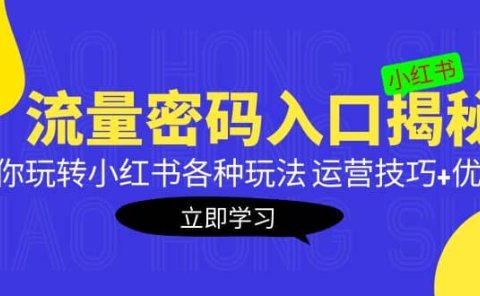 小红书流量密码入口揭秘:带你玩转小红书各种玩法 运营技巧+优化
