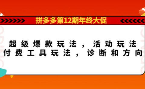 拼多多第12期年终大促:超级爆款玩法,活动玩法,付费工具玩法,诊断和方向