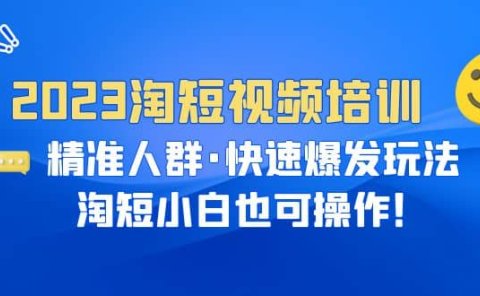 2023淘短视频培训:精准人群·快速爆发玩法,淘短小白也可操作