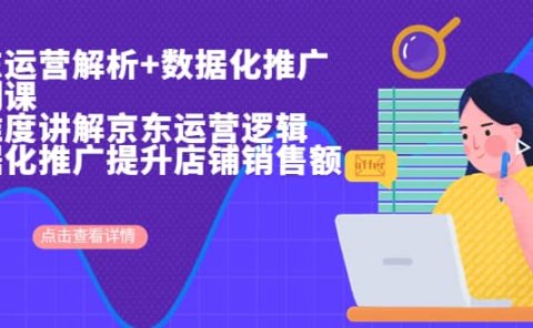 京东运营解析与数据化推广系列课,全维度讲解京东运营逻辑+数据化推广提升店铺销售额