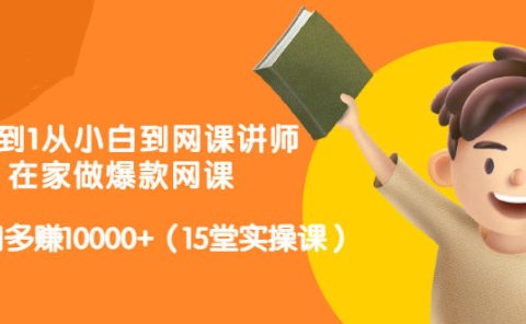从0到1从小白到网课讲师:在家做爆款网课,每月多赚10000+(15堂实操课)