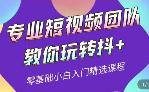 专业短视频团队教你玩转抖+0基础小白入门精选课程(价值399元)
