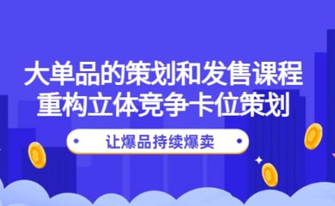 大单品的策划和发售课程:重构立体竞争卡位策划,让爆品持续爆卖