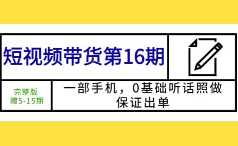 短视频带货第16期：一部手机，0基础听话照做，保证出单