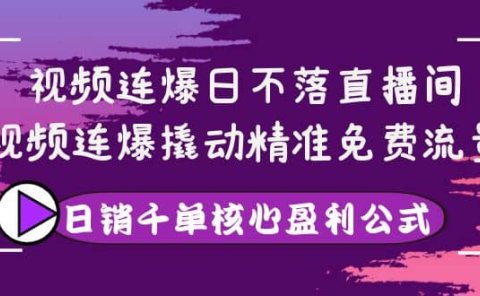 视频连爆日不落直播间,视频连爆撬动精准免费流量,日销千单核心盈利公式
