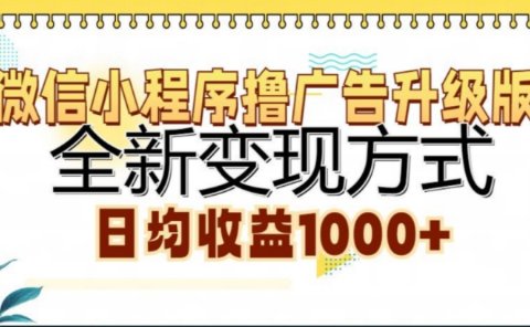 微信小程序撸广告升级版,日均收益1000+