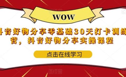 抖音好物分享0基础30天-打卡特训营，抖音好物分享实操课程