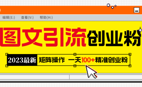 2023最新图文引流创业粉教程,矩阵操作,日引100+精准创业粉