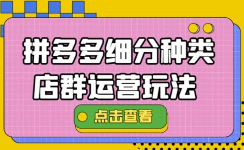 拼多多细分种类店群运营玩法3.0,11月最新玩法,小白也可以操作