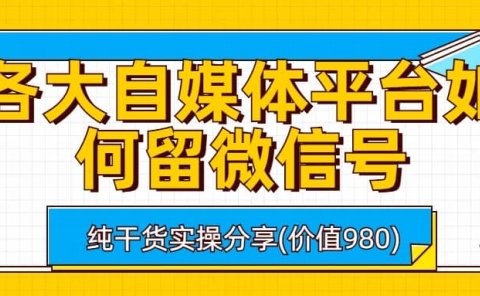 各大自媒体平台如何留微信号,详细实操教学