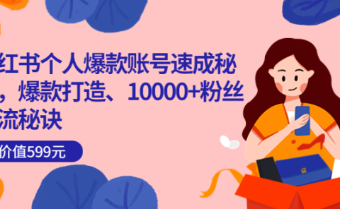 小红书个人爆款账号速成秘籍,爆款打造、10000+粉丝引流秘诀(价值599)