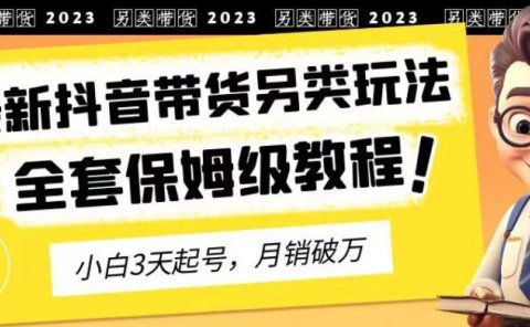 2023年最新抖音带货另类玩法,3天起号,月销破万(保姆级教程)【揭秘】