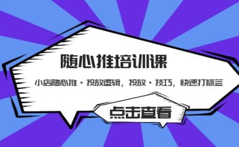 随心推培训课:小店随心推·投放逻辑,投放·技巧,快速打标签