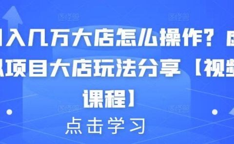 月入几万大店怎么操作?虚拟项目大店玩法分享【视频课程】