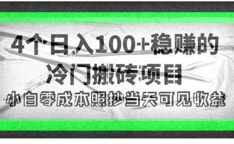 4个稳赚的冷门搬砖项目