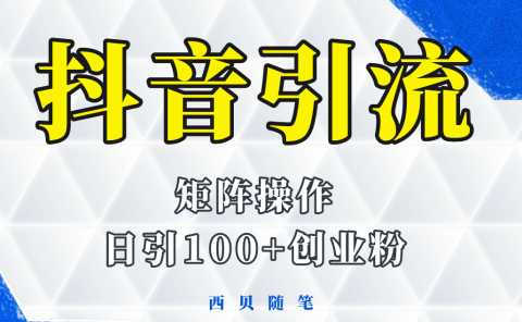 抖音引流术,矩阵操作,一天能引100多创业粉