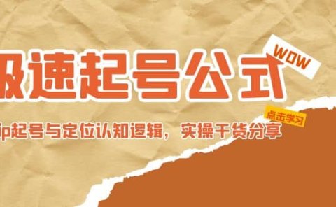 极速起号公式,个人ip起号与定位认知逻辑,实操干货分享