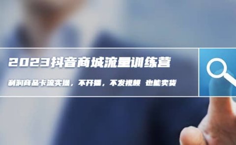 2023抖音商城流量班:利润商品卡流实操,不开播-不发视频-也能卖货(无水印)