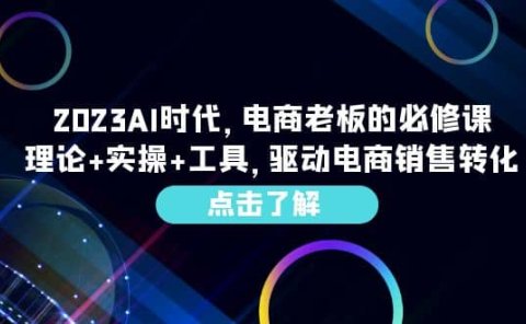 2023AI·时代,电商老板的必修课,理论+实操+工具,驱动电商销售转化