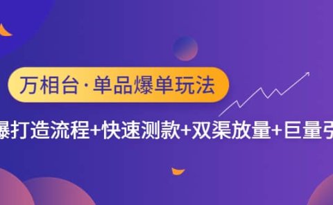 万相台·单品爆单玩法,单爆打造流程+快速测款+双渠放量+巨量引爆