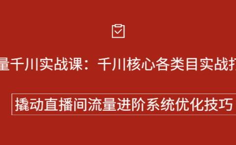 巨量千川实战系列课：千川核心各类目实战打法，撬动直播间流量进阶系统优化技巧