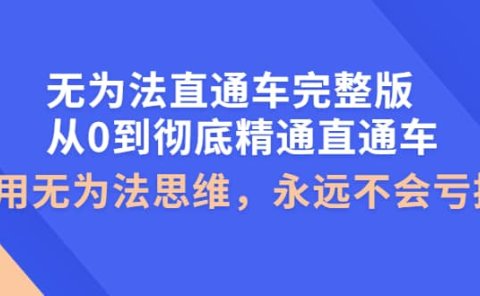 无为法直通车完整版:从0到彻底精通直通车,用无为法思维,永远不会亏损