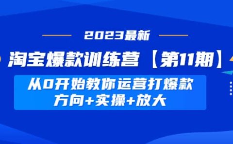 淘宝爆款训练营【第11期】 从0开始教你运营打爆款,方向+实操+放大